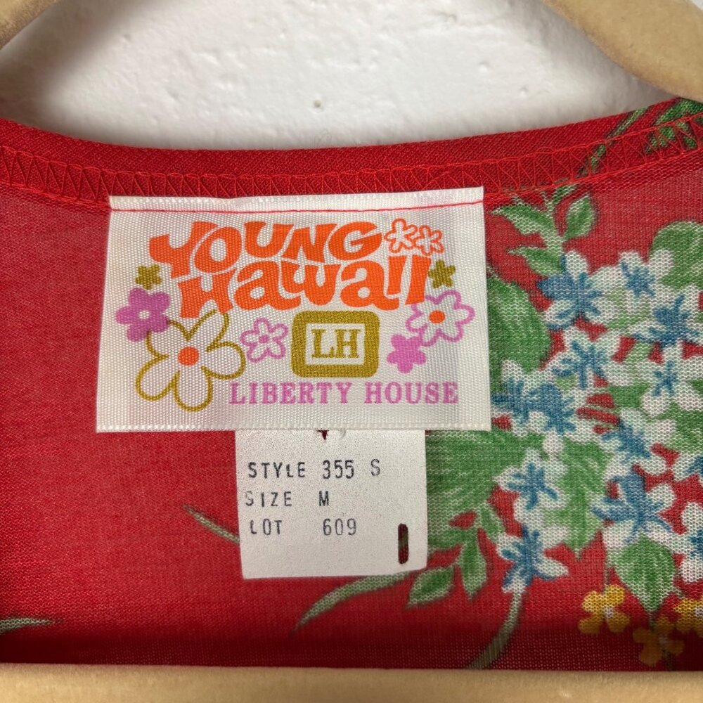 Vintage 1960's 1970's M S Young Hawaii Liberty House Red Floral Dress & Shrug - Picture 3 of 8